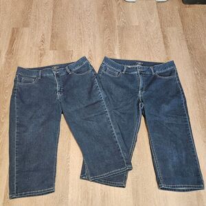 Riders By Lee Demin Capris Dark Wash Mid Rise Jean Summer Set of 2 Women 16